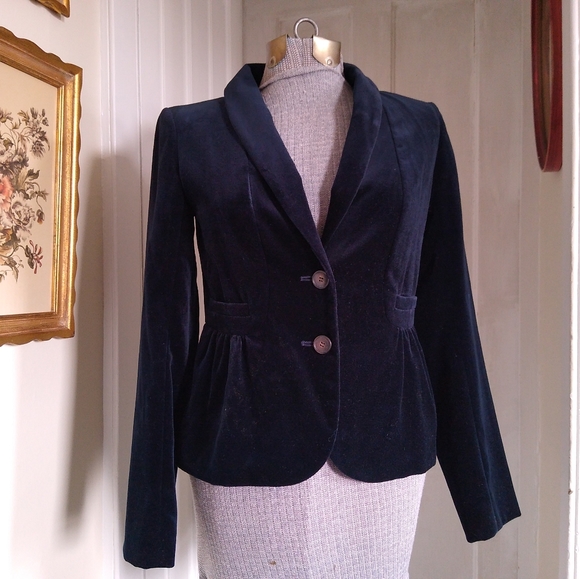 J. Crew Jackets & Coats J Crew Navy Blue Velvet Jacket Poshmark